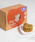 Cheeky Chicken dog food box and heart-shaped patty — Pip Eats