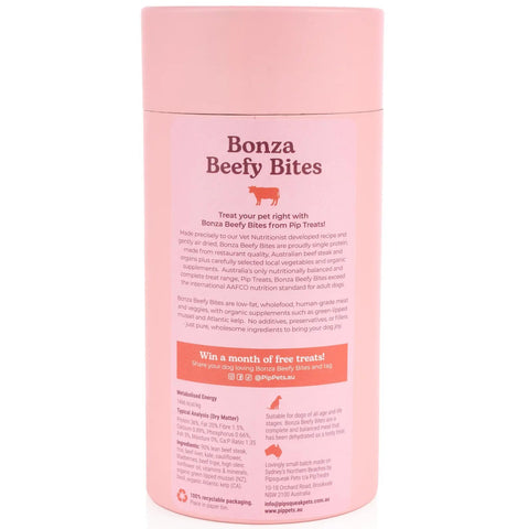 Bonza Beefy Bites back of pack — ingredients and nutritional information — Pip Eats

